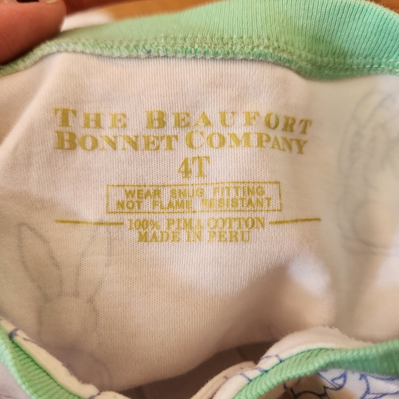 EUC The Beaufort Bonnet Co. Boys.Bunny Print One Piece Pajama, Size 4T - Picture 4 of 6